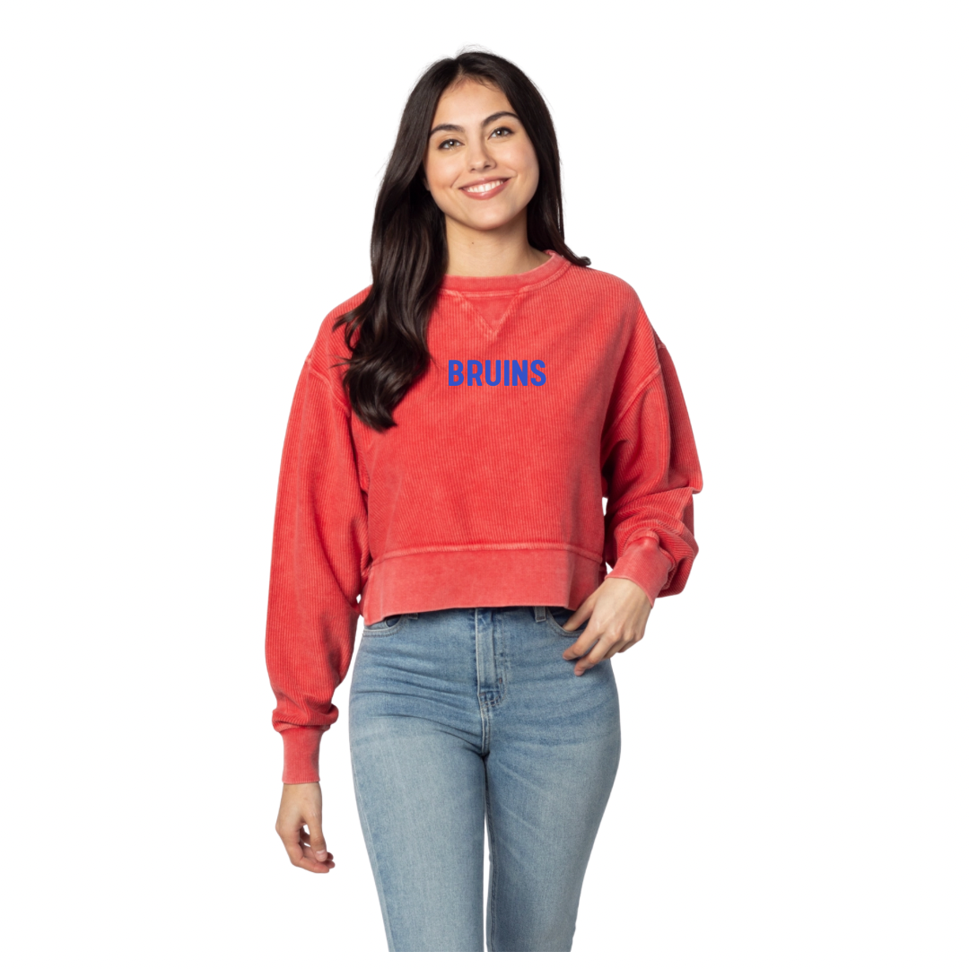BRUINS EMBROIDERED CORDED CREW
